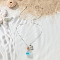 Vacation Beach Tortoise Starfish Mermaid Glass Unisex Pendant Necklace main image 6