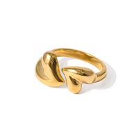 316 Stainless Steel  18K Gold Plated IG Style Retro Plating Heart Shape Titanium Steel Open Rings main image 6