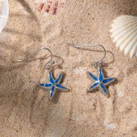1 Pair Vacation Marine Style Starfish Enamel Alloy Drop Earrings sku image 1