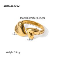 316 Stainless Steel  18K Gold Plated IG Style Retro Plating Heart Shape Titanium Steel Open Rings sku image 1