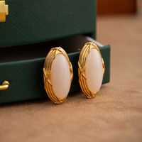 1 Pair Vintage Style Oval Plating Alloy Ear Studs main image 5