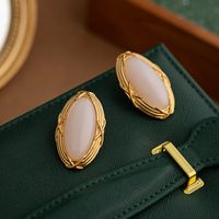 1 Pair Vintage Style Oval Plating Alloy Ear Studs main image 4