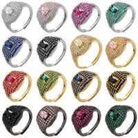 Großhandel Elegant Würfel Quadrat Kupfer Überzug Inlay Zirkon Offener Ring main image 1