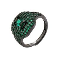 Großhandel Elegant Würfel Quadrat Kupfer Überzug Inlay Zirkon Offener Ring sku image 16