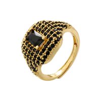 Großhandel Elegant Würfel Quadrat Kupfer Überzug Inlay Zirkon Offener Ring sku image 11