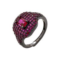 Großhandel Elegant Würfel Quadrat Kupfer Überzug Inlay Zirkon Offener Ring sku image 14