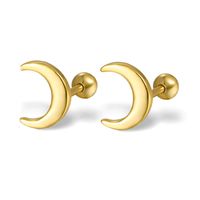 1 Pair Simple Style Moon Plating Sterling Silver 18k Gold Plated White Gold Plated Ear Studs sku image 1