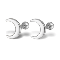 1 Pair Simple Style Moon Plating Sterling Silver 18k Gold Plated White Gold Plated Ear Studs sku image 2