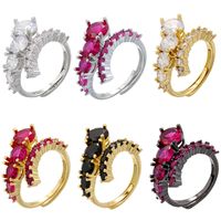 Wholesale Vintage Style Lines Copper Epoxy Plating Inlay Zircon Open Rings main image 1