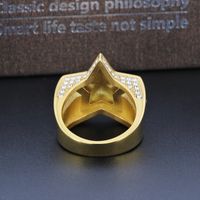 Hip-Hop Geometric Titanium Steel Plating Inlay Zircon 18K Gold Plated Men's Rings main image 5
