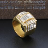 Hip-Hop Geometric Titanium Steel Plating Inlay Zircon 18K Gold Plated Men's Rings main image 1