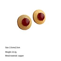 1 Pair Elegant Retro Round Plating Inlay Copper Artificial Gemstones Ear Studs main image 2