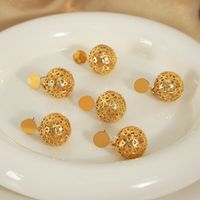 1 Pair Elegant Retro Round Ball Plating Hollow Out Inlay Titanium Steel Zircon 18k Gold Plated Drop Earrings main image 1