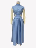 Women's Regular Dress Elegant High Neck Sleeveless Solid Color Midi Dress Daily main image 3