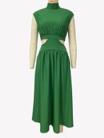 Women's Regular Dress Elegant High Neck Sleeveless Solid Color Midi Dress Daily main image 4