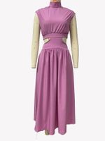 Women's Regular Dress Elegant High Neck Sleeveless Solid Color Midi Dress Daily main image 5