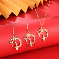 Vintage Style Dragon Alloy Inlay Carving Artificial Pearls Rhinestones Women's Jewelry Set main image 5