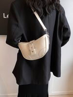 Femmes Faux Cuir Couleur Unie Style Vintage Fil À Coudre Fermeture Éclair Sac D'épaule main image 6