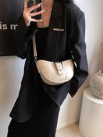 Women's Pu Leather Solid Color Vintage Style Sewing Thread Zipper Shoulder Bag main image 2