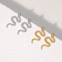1 Pair Punk Snake Plating 304 Stainless Steel 18K Gold Plated Ear Studs main image 1