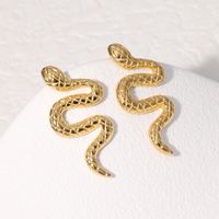 1 Pair Punk Snake Plating 304 Stainless Steel 18K Gold Plated Ear Studs main image 3