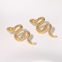 1 Pair Punk Snake Plating 304 Stainless Steel 18K Gold Plated Ear Studs main image 4