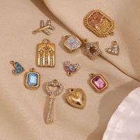 1 Piece Stainless Steel Zircon 18K Gold Plated Plating Inlay Polished Pendant main image 6