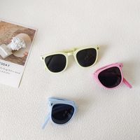 Streetwear Solid Color Pc Square Foldable Full Frame Kids Sunglasses main image 2