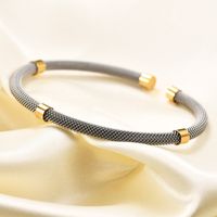 Stainless Steel Simple Style Solid Color Spiral Stripe Plating Bangle main image 4