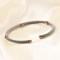 Stainless Steel Simple Style Solid Color Spiral Stripe Plating Bangle main image 2