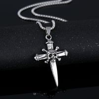 Punk Cross Skull Titanium Steel Plating Men's Pendant Necklace sku image 2