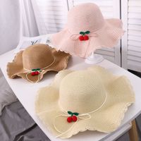 Women's Streetwear Cherry Ruffles Straw Hat main image 3