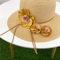 Women's Pastoral Flower Flowers Flat Eaves Straw Hat main image 3