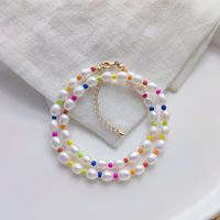 IG Style Color Block Freshwater Pearl Seed Bead Copper Necklace In Bulk main image 4