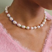 IG Style Color Block Freshwater Pearl Seed Bead Copper Necklace In Bulk main image 6