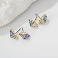 1 Pair Simple Style Geometric Plating Inlay Copper Zircon Ear Studs main image 1