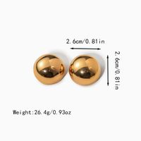 1 Pair Simple Style Round Polishing Plating 304 Stainless Steel Gold Plated Ear Studs sku image 1