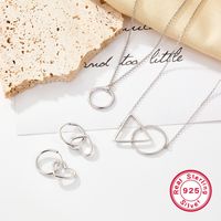 Sterling Silver French Style Triangle Circle Heart Shape Plating Jewelry Set main image 1