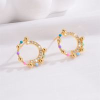 1 Pair Simple Style Flame Lotus Leaf HD-18918 Plating Inlay Copper Zircon Ear Studs main image 6
