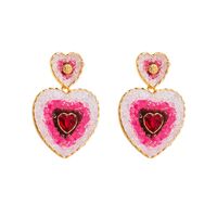1 Piece IG Style Heart Shape Inlay Alloy Resin Glass Drill Resin Glass Drill Drop Earrings main image 4