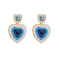1 Piece IG Style Heart Shape Inlay Alloy Resin Glass Drill Resin Glass Drill Drop Earrings main image 6