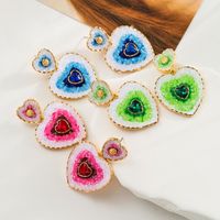 1 Piece IG Style Heart Shape Inlay Alloy Resin Glass Drill Resin Glass Drill Drop Earrings main image 1