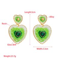 1 Piece IG Style Heart Shape Inlay Alloy Resin Glass Drill Resin Glass Drill Drop Earrings main image 2