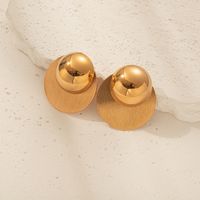 1 Pair IG Style Retro Round Plating 304 Stainless Steel Gold Plated Ear Studs main image 6