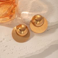 1 Pair IG Style Retro Round Plating 304 Stainless Steel Gold Plated Ear Studs main image 4