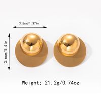 1 Pair IG Style Retro Round Plating 304 Stainless Steel Gold Plated Ear Studs sku image 1
