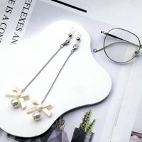 Elegant Sweet Bow Knot Stainless Steel Artificial Pearl Women's Glasses Chain sku image 1