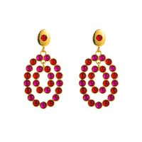 1 Pair Elegant Luxurious Oval Inlay Alloy Resin Drop Earrings sku image 1