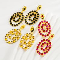 1 Pair Elegant Luxurious Oval Inlay Alloy Resin Drop Earrings main image 1