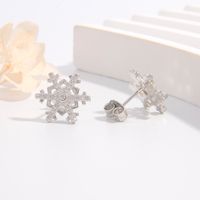 1 Pair Simple Style Snowflake Plating Inlay Sterling Silver Zircon Ear Studs main image 3